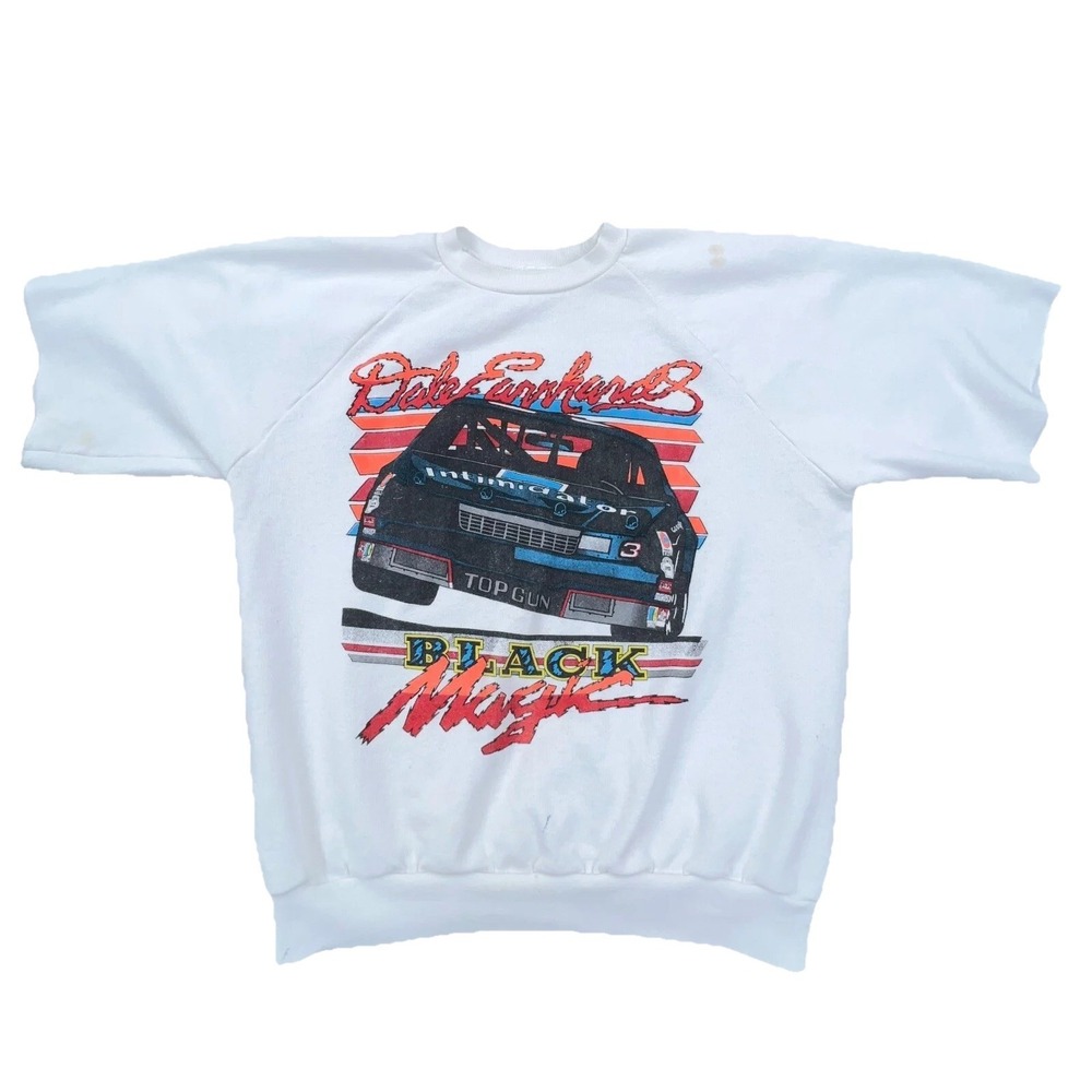 Vintage Dale Earnhardt Sweatshirt Men‎ Large White Crew Neck Black Magic USA 90s